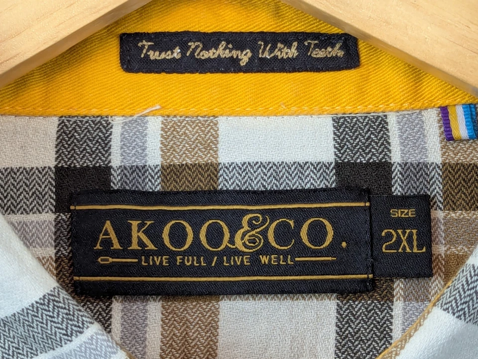 Camisa de franela Akoo para hombre 2XL ASR San Bernardo parches a cuadros en el codo adornados Foto 3 de 4