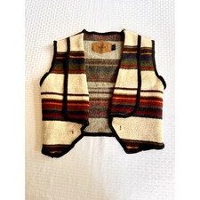 Vintage Woolrich Wool Vest Southwestern Striped Multi Color Made in USA Mens M
