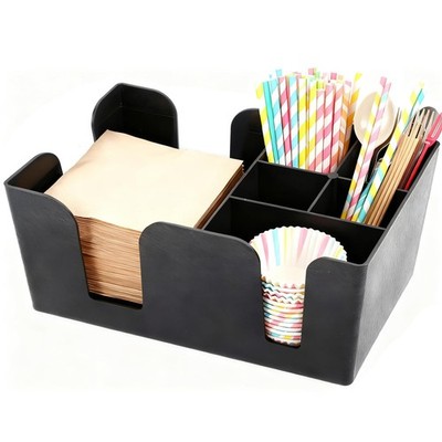 DASBET Schwarz Kunststoff Bar Caddy Organizer mit 6 Fächern - Klassisch...