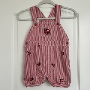 Toffee Apple Romper Kids Girls Size 4 Ladybug Striped Embroidery Cottagecore