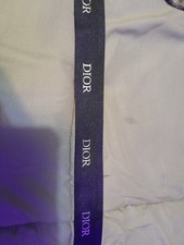 One Yard Of DIOR Holiday Blue Ribbon w/ Gold Lettering SOLD BY YARD Authentic