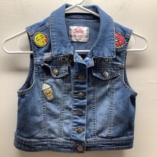 Justice Girls Size 12/14 Denim Vest with Fun Patches. Preloved