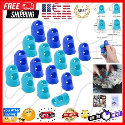 16 Pcs Finger Tips, 4 Sizes Silicone Thimble Fingertip Grips Thumb Protectors...