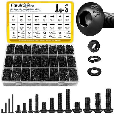 Comprehensive 2200PCS Metric Screws with Black Zinc Finish - Strong & Reliable