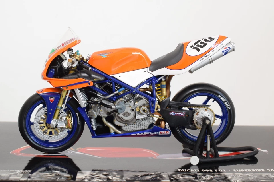 B81 1:12 MINICHAMPS 122 021200 DUCATI 998 F 01 WSB 2002 HODGSON TEAM HM PLANT MB - Immagine 3 di 4