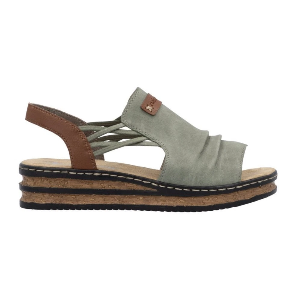 Rieker 62962-52 Ladies Green High Fronted Elasticated Sandals Comfort Wedge
Opens in a new window or
