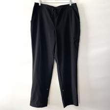 Chico's Zenergy Black Cargo Ankle Pants Drawstring Roll Tab Women Size 8- dmp