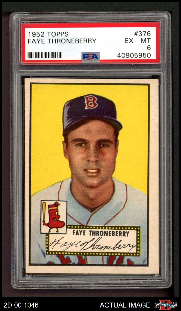 1952 Topps #376 Faye Throneberry Red Sox PSA 6 - EX/MT