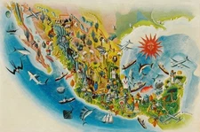 Miguel Covarrubias Illustrated Map of Mexico – Ethnographic Modernist Map