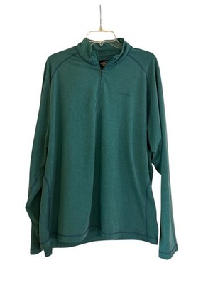 Orvis Trout Bum Pullover Mens XL Green Quarter Zip Fishing Performance Stretch