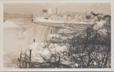 1931 Early Niagara Falls, New York Winter RPPC Real Photo Postcard #3882