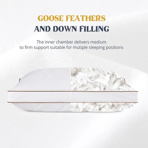 Feathers and Down Pillow for Sleeping Gusseted Bed Hotel Collection Pillows - Picture 4 of 8