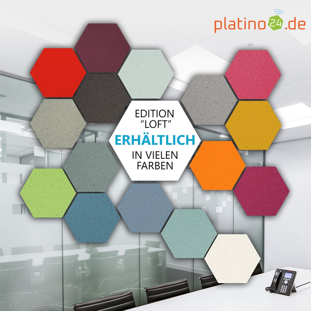 Absorbeur Acoustique Hexagonal Basotect® - Édition Loft 6 - 300mm, 70mm épaisseur - Aqua