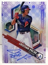Cristian Pache 2018 Bowman High Tek PURPLE RAINBOW on-card Autograph Auto 75/150