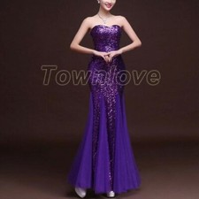 Bling Sequined Bridal Wedding Dress Womens Mermaid Dress Full Length Dress Size