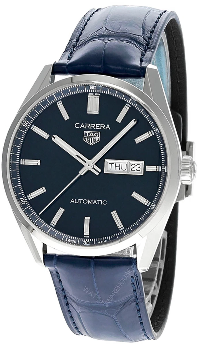 TAG HEUER Carrera Day Date AUTO 41MM Blue Leather Men s Watch