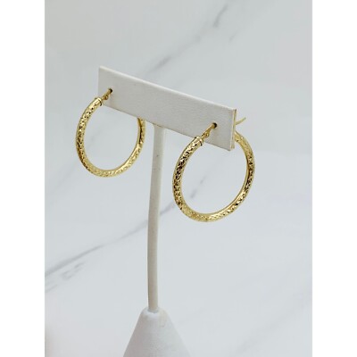  10k Gold Creolen Creolen Diamantschliff 35mm - Aretes en oro arracadas