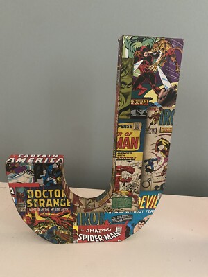 Marvel Retro Comics Wood Letter 'J'  Wall Print Art Home Decor Superman Hero