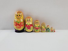Russian Matryoshka Nesting Dolls Set of 7 Wooden Hand Painted USSR Vintage