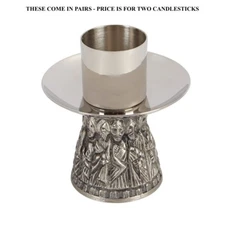 Altar Candleholders, SET OF 2 Last Supper Altar Candlesticks  4" High