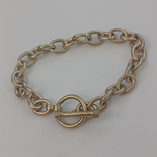 Vintage Sterling Silver Rolo Bracelet Toggle Chain Chunky 7" Minimalist Timeless - Picture 13 of 15