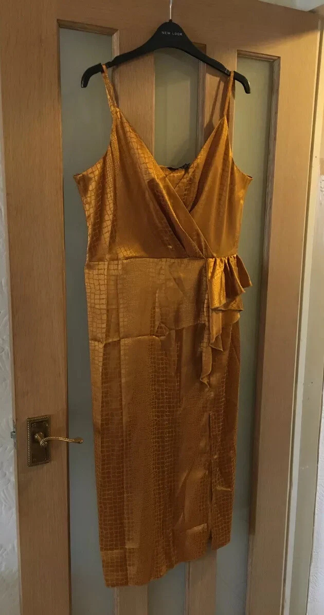 New look shop mustard satin dress