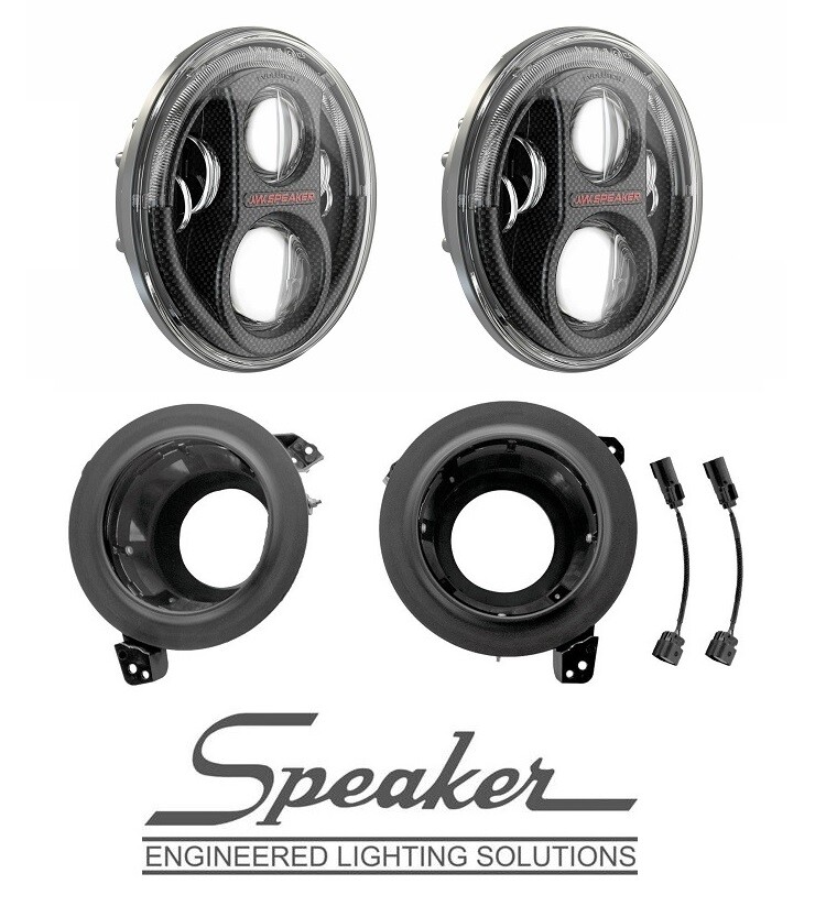 JW Speaker J2 LED Headlight Set Carbon Fiber & Mount Kit for Jeep