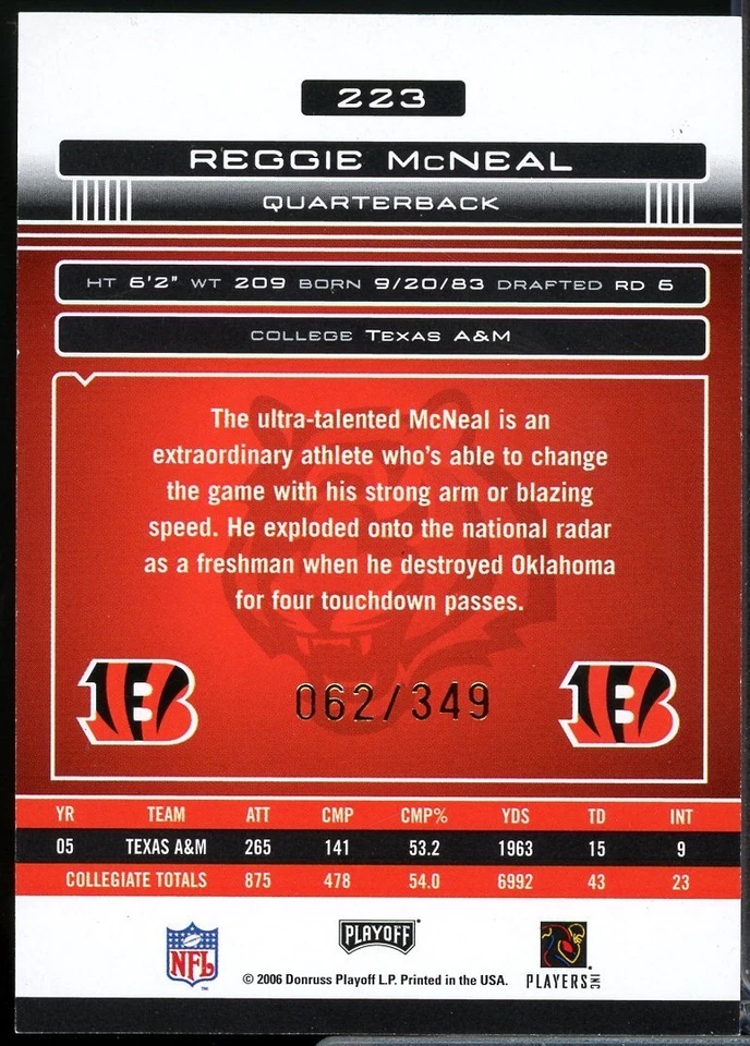 Reggie McNeal AU Rookie Card 2006 Absolute Memorabilia #223 - Image 2 of 2