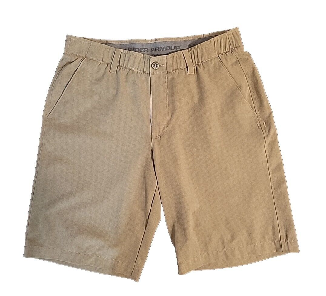 Under Armour Heatgear Golf Shorts Mens 34 Khaki Tan Stretch Lightweight