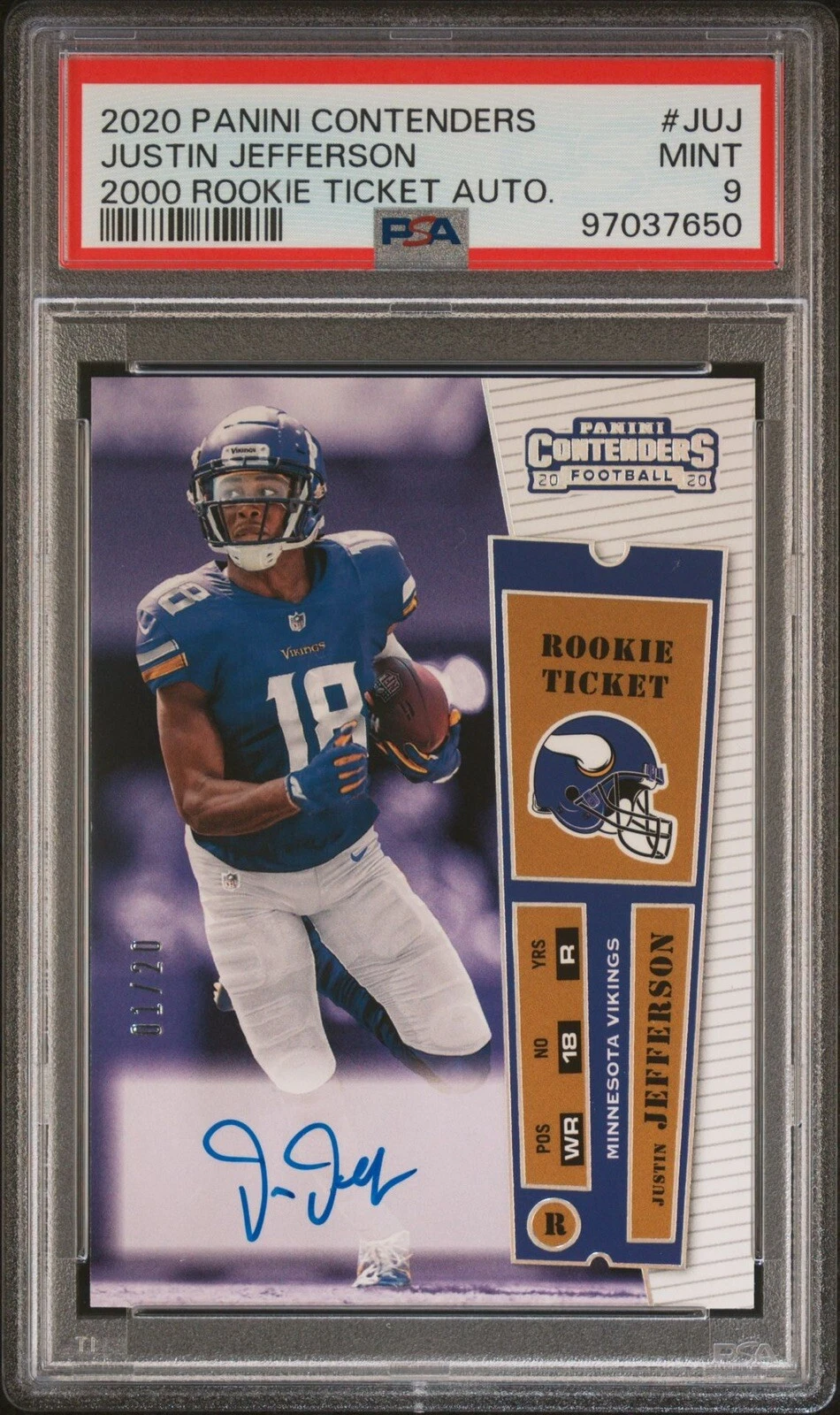 Justin Jefferson Panini Contenders 2000 Rookie Ticket Autograph #JUJ Base