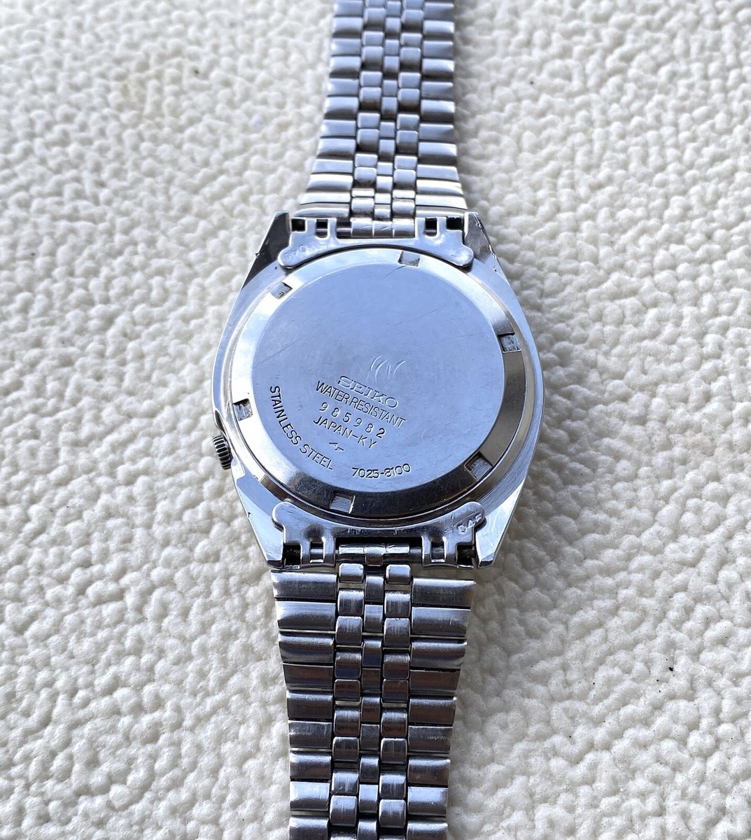 Seiko 7025-8100 Automatic Vintage Watch Men's VTG 70's White Dial