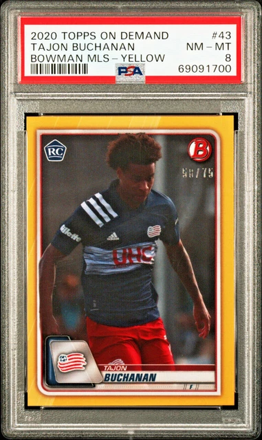 2020 Bowman TOPPS On Demand MLS TAJON BUCHANAN Rookie /75 Yellow PSA 8 #43