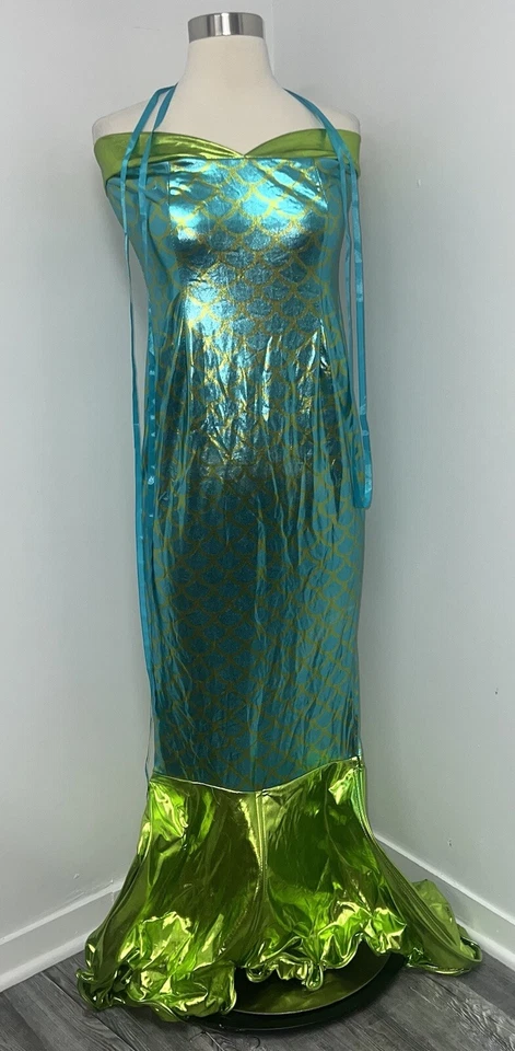 Русалка Хэллоуин костюм женщин средний большой сексуальный косплей металлический зеленый синий - Изображение 2 из 4