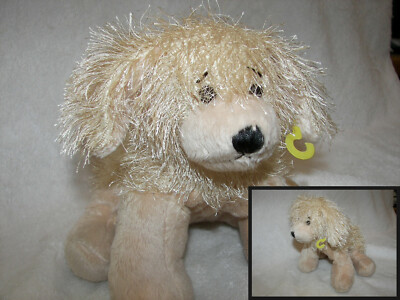 Webkinz tan Puppy Plush Animal no code excellant stringy hair cute 9