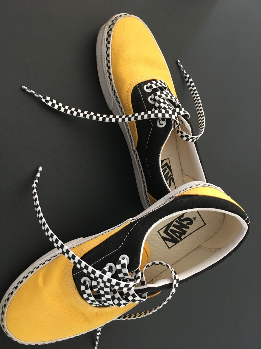 Vans Era Yellow shoes, checkerboard trim, and shoelaces, 2021 release date,  used