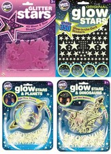 Image of Quality Glow in the Dark Stickers and Shapes - Glitter, Stars,Planets, Dinosaurs