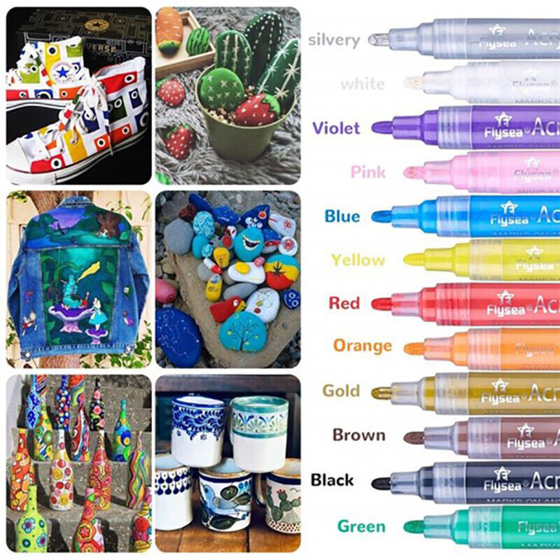 Flysea 1280 Colours Acrylic Paint Pens Painting Stone Ceramic Glass Marker23mm eBay