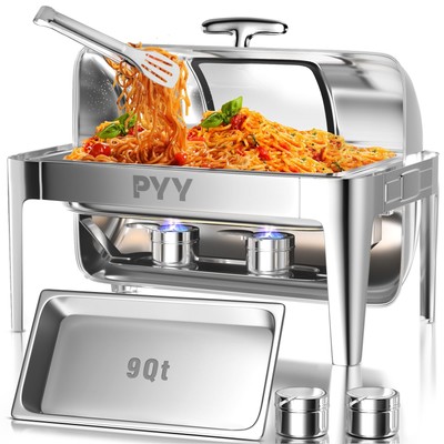 PYY Roll Top Chafing Dish Buffet Set Professional  and Warmers(Full Size Pan)