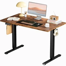 24x40 Inches Standing Desk Adjustable Height with Cable Management Rustic Brown