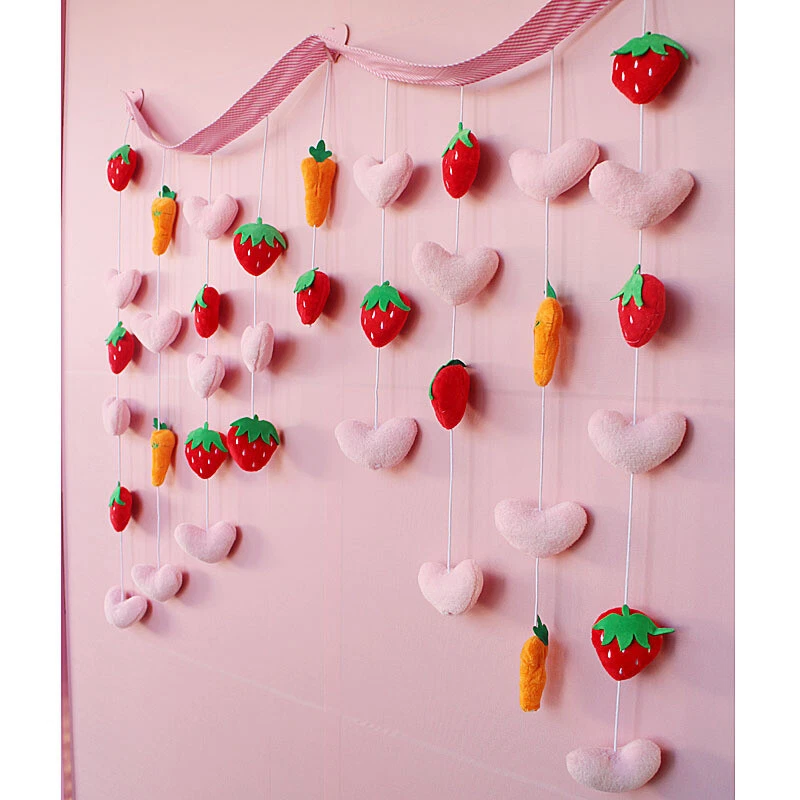 Arched Door Curtain Plush Carrot Strawberry Heart Shaped Home Decor Garlands Art - Image 4 of 4