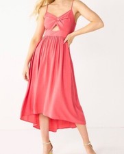 Nine West coral peach hi low spaghetti strap casual summer midi dress size 5X