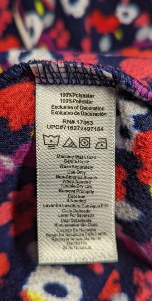 Conjunto de pijama de 2 piezas de lana ELLEN TRACY talla XL azul marino rojo bolsillos florales para mujer  Foto 3 de 4