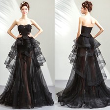 Noble Evening Formal Party Ball Gown Prom Bridesmaid Black Sexy Dress TSJY2856