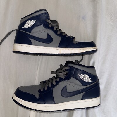 Nike Mens Air Jordan 1 Mid Georgetown 554724-006 Midnight Navy Cool Grey Size 10 Jordan 1 Mid Georgetown Men main image 4