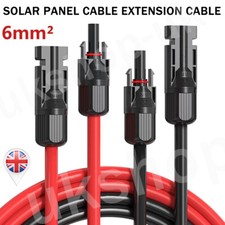 1 Pair Solar Panel Extension Cable Wire Black&Red PV Connector 6mm² Cable UK