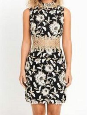 Myleene Klass Metallic Gold and Black Lace Dress Size 12 | eBay