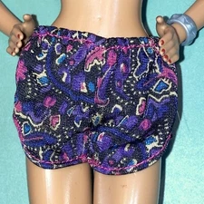 Barbie Vintage Fashion Frills Silky Feeling Multicolor Shorts 🔵🟣