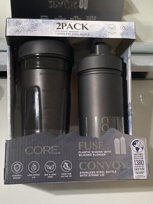 Core Küchensicherung Kunststoff Shaker und Konvoy Edelstahl Flasche (schwarz)
