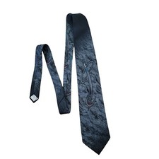 Vintage Wembly Mens Tie Gray Black Mid Century 4" x 57" VTG Retro USA Made