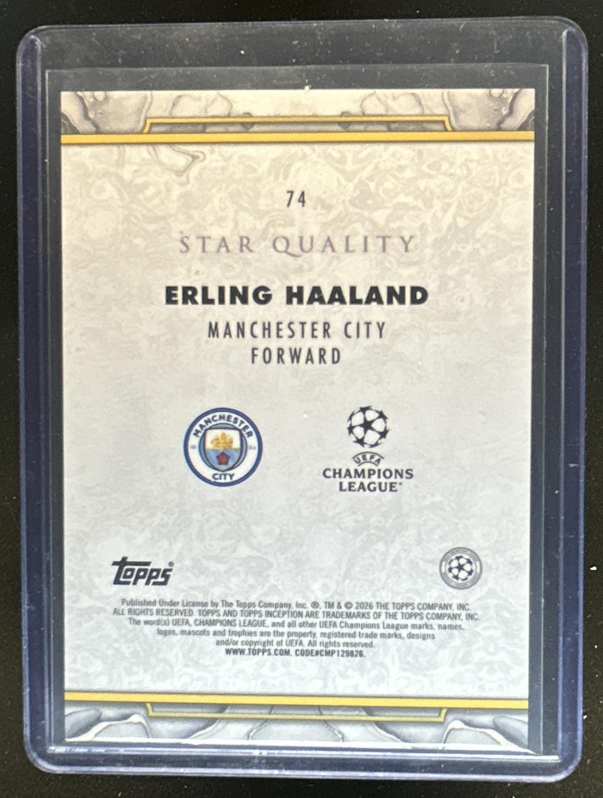 2025-26 Topps Inception UEFA Erling Haaland Foil #/199 Man City view 2